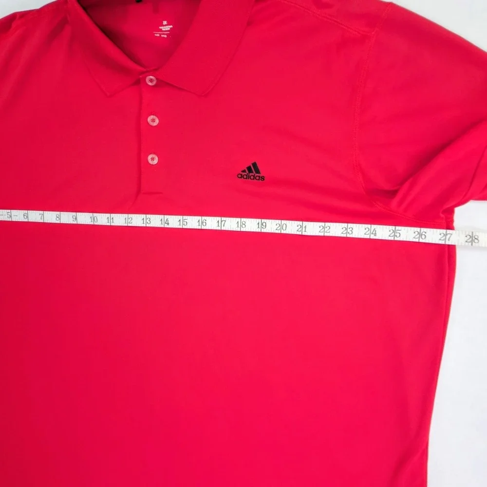 Adidas Golf Polo Shirt Mens 2X Red Performance Short Sleeve Three Button Placket